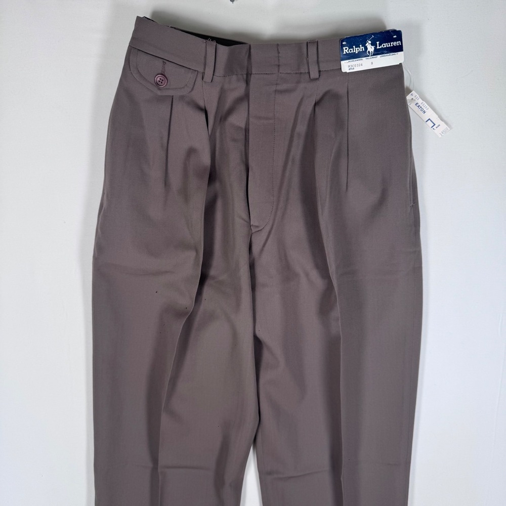 Vtg Ralph Lauren NWT Wool Pleated Trousers Women's 8 Tall Minimalist Office Read - Picture 9 of 15